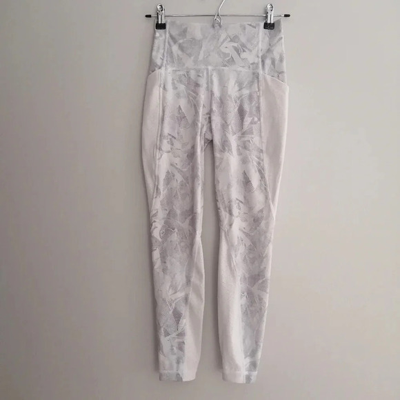 Lululemon Breezy Dot Tights 25" High Rise Mesh Accent Leggings Jasmine White 4 - Picture 3 of 14